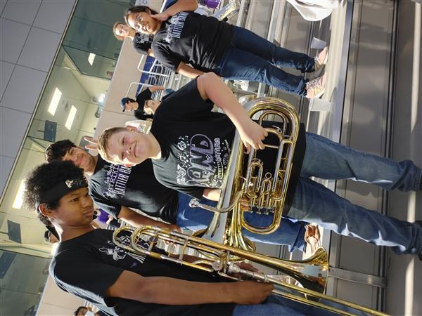 Little Rattler Night: Middle School students in football stands.